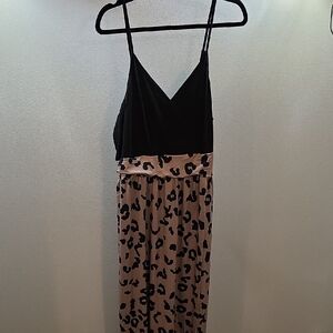 Black and Pink Leopard Print Floor Length Dress